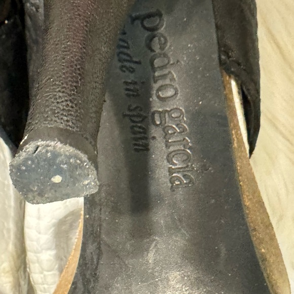 Pedro Garcia Black and White Peep-Toe Heels - Picture 13 of 17